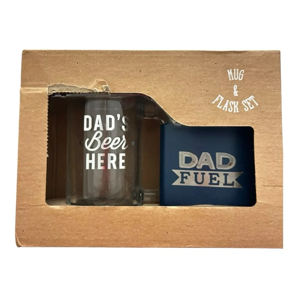 Dad's Beer Mug and Flask Set New in Box Fathers Day Dad Gift
